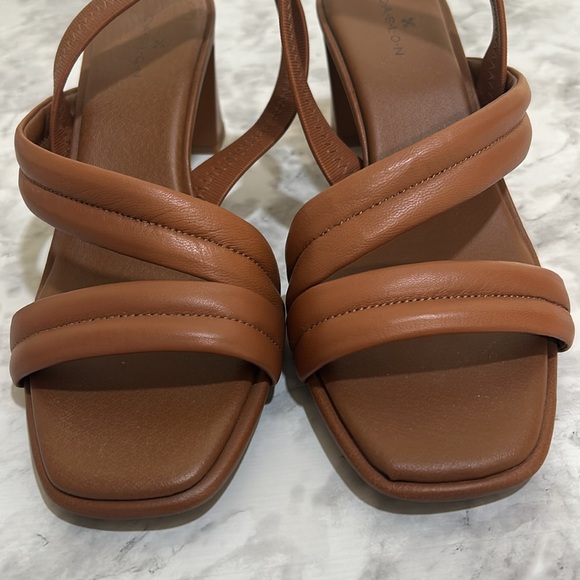 CASLON WOMENS CNLYNNYN LEATHER 3”HEEL SANDAL BROWN Sz 7.5 - Picture 2 of 8